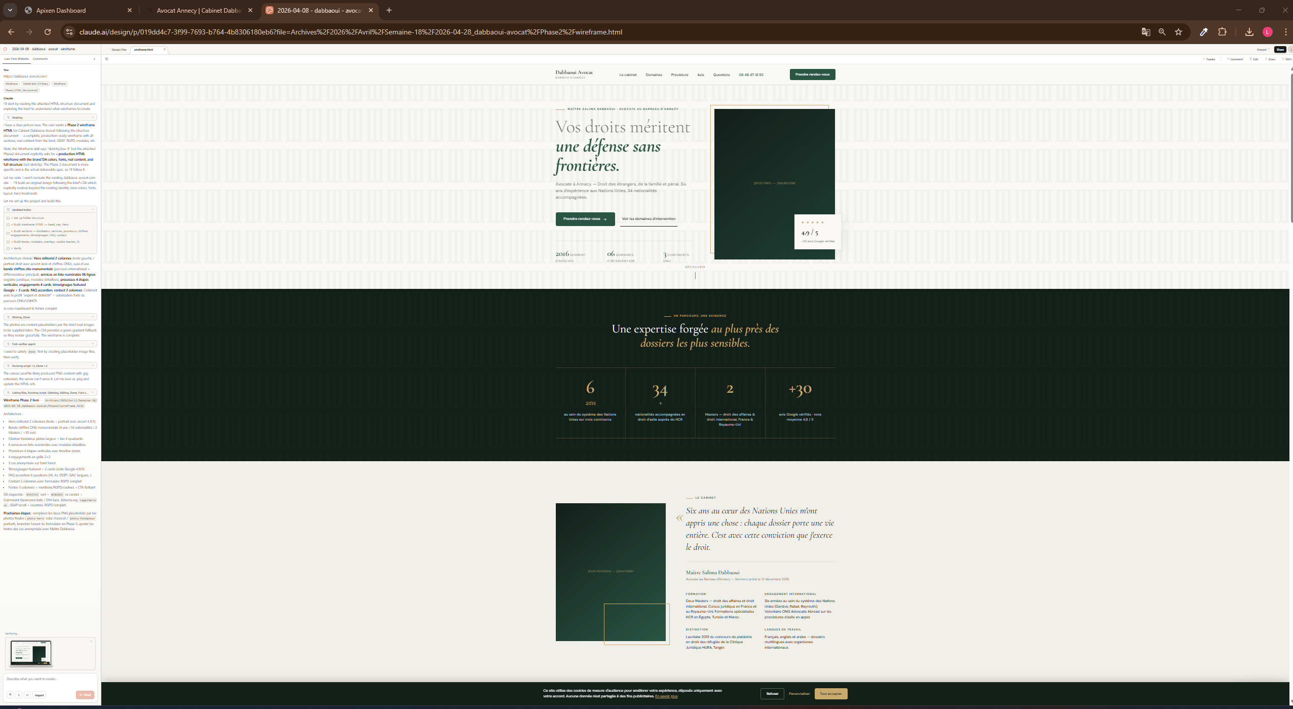 Portrait professionnel de Maître Salima Dabbaoui, veste bleue marine, sourire assuré, fond neutre chaud